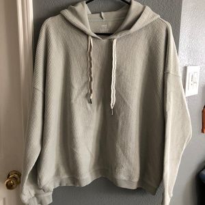 Cropped ribbed hoodie XL mint/grey